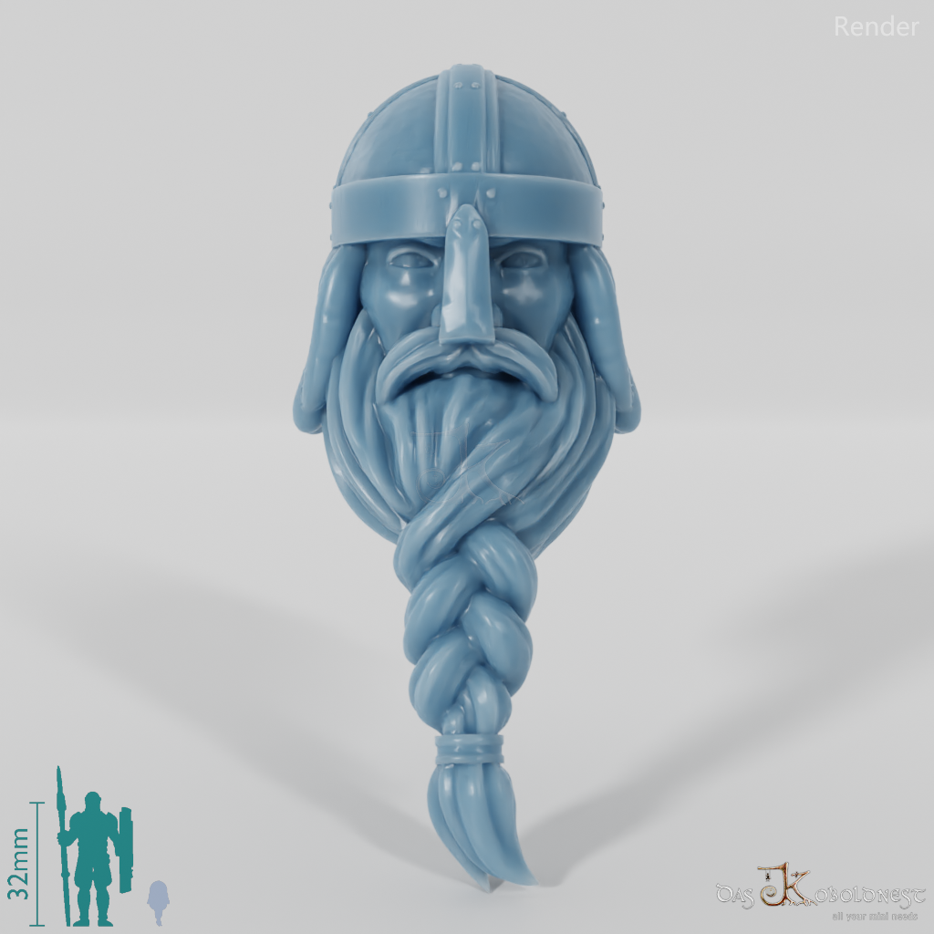 Equestrian people head - male with braided beard 1