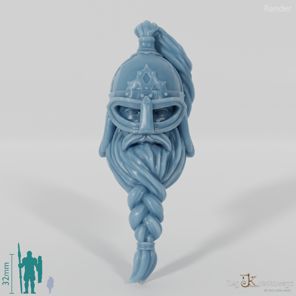 Equestrian people head - male with braided beard 2