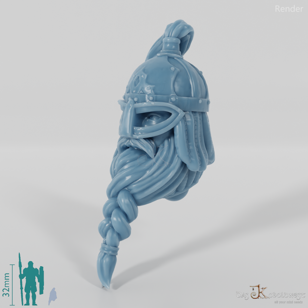 Equestrian people head - male with braided beard 2