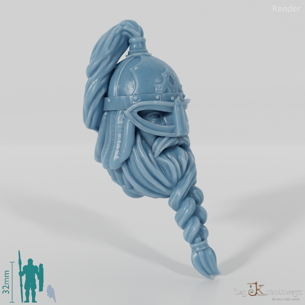 Equestrian people head - male with braided beard 2