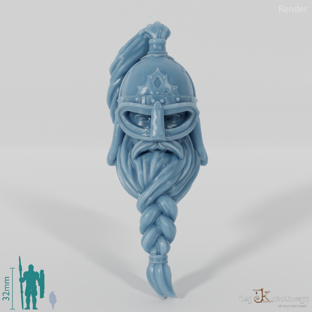 Equestrian people head - male with braided beard 2