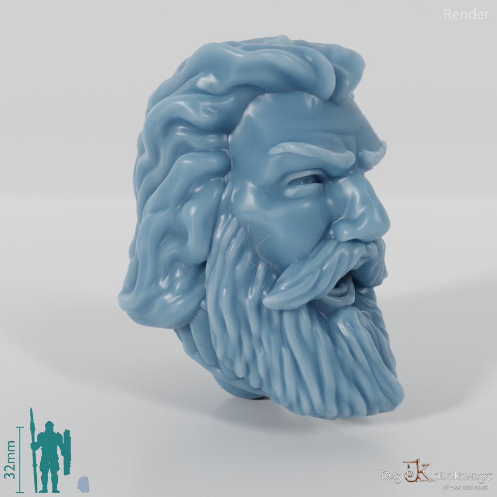 Rider People Head - Male with open hair and beard (calling)