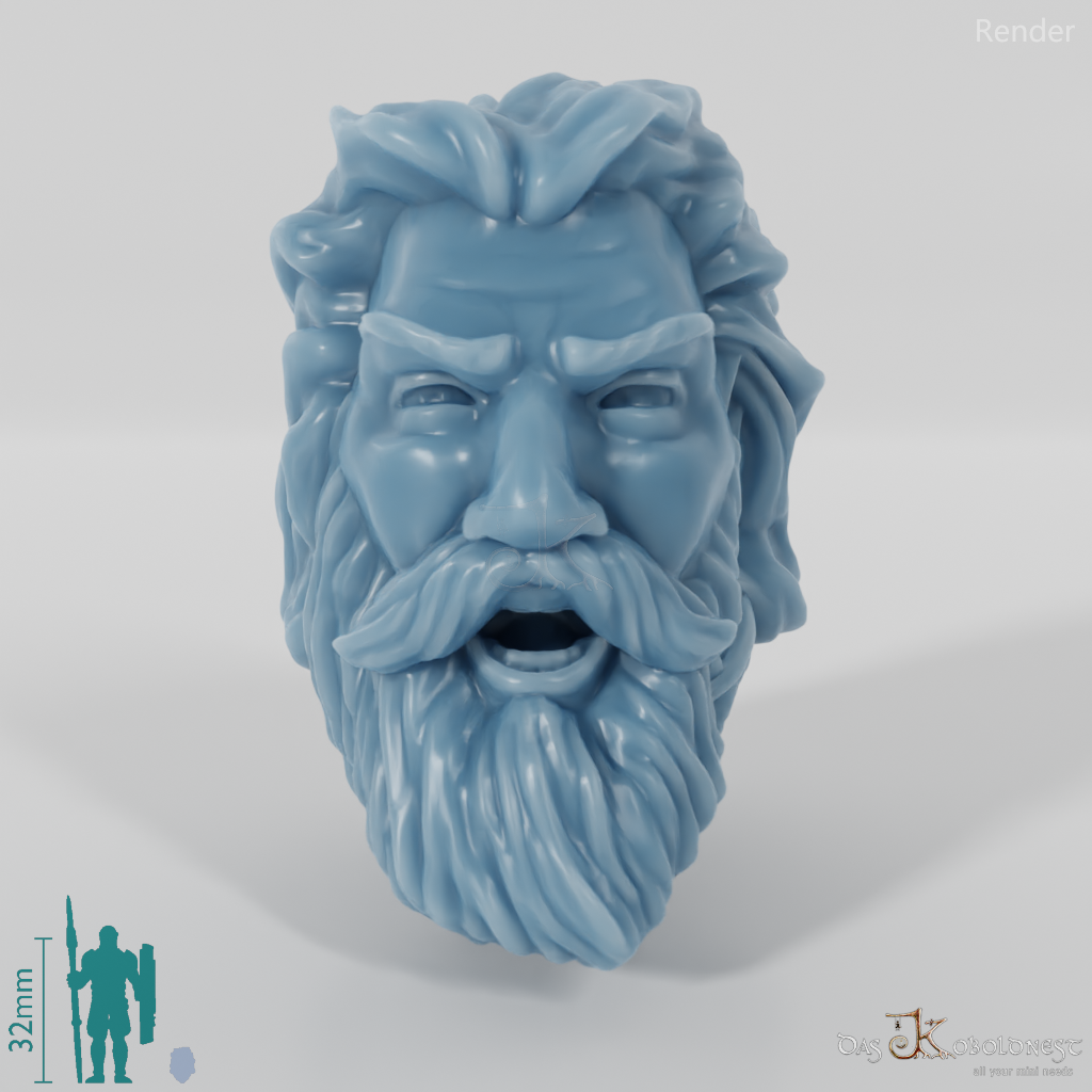 Rider People Head - Male with open hair and beard (calling)