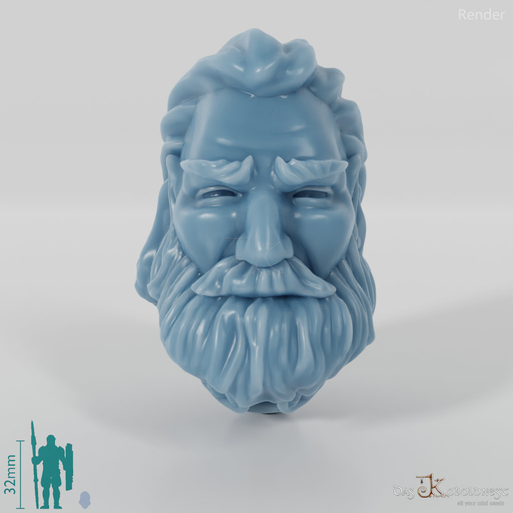 Equestrian people head - Male with open hair and beard