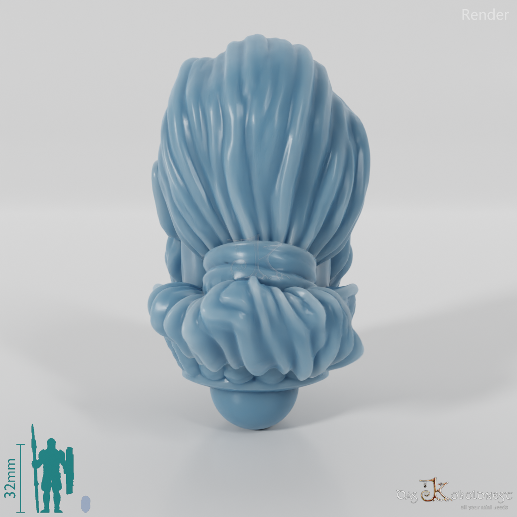 Equestrian people head - male with beard and ponytail