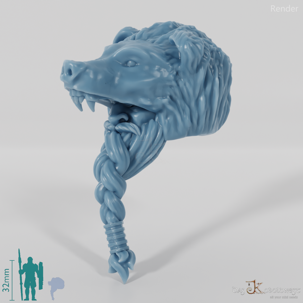 Dwarf Head - Male with bear head and long beard