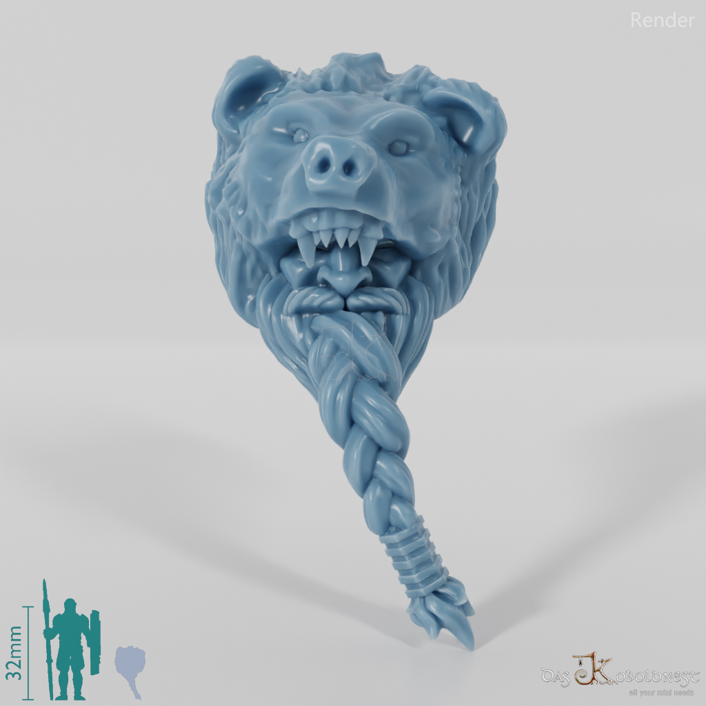 Dwarf Head - Male with bear head and long beard