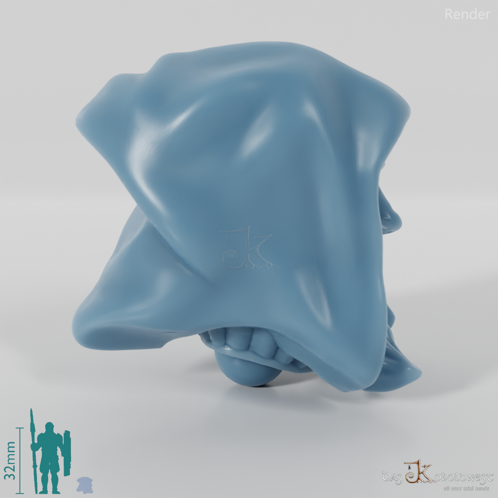 Equestrian Folk Head - Female with long hair and hood