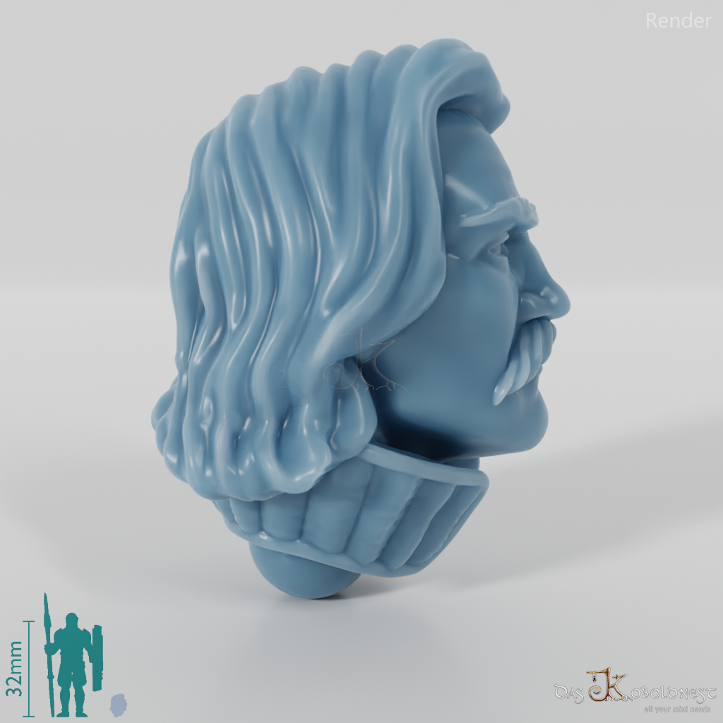 Rider Folk Head - Male with Mustache 1