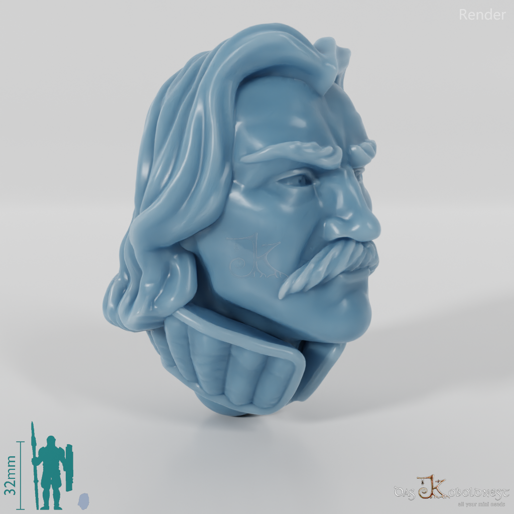 Rider Folk Head - Male with Mustache 1