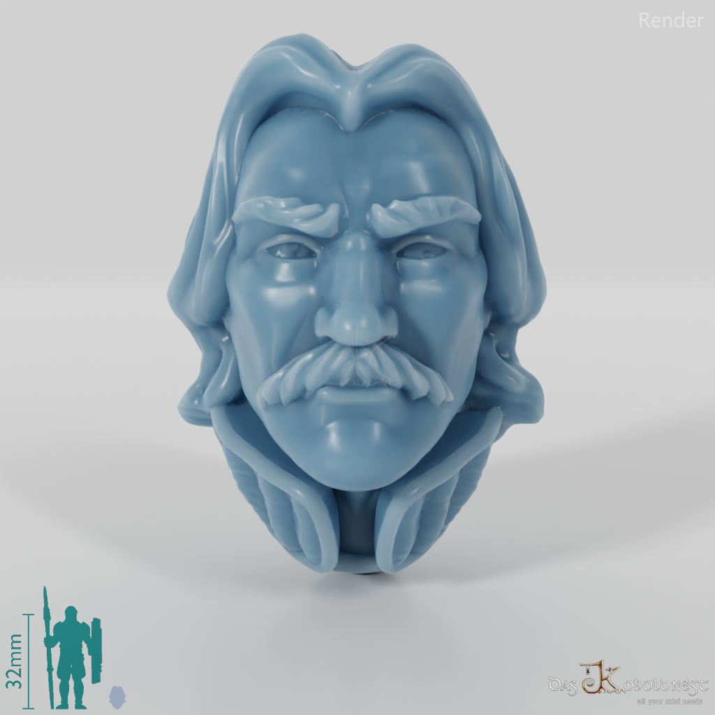 Rider Folk Head - Male with Mustache 1