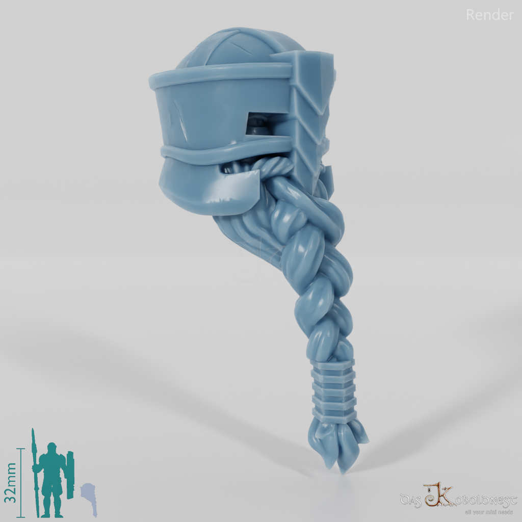 Dwarf Head - Male with glasses helmet and long beard