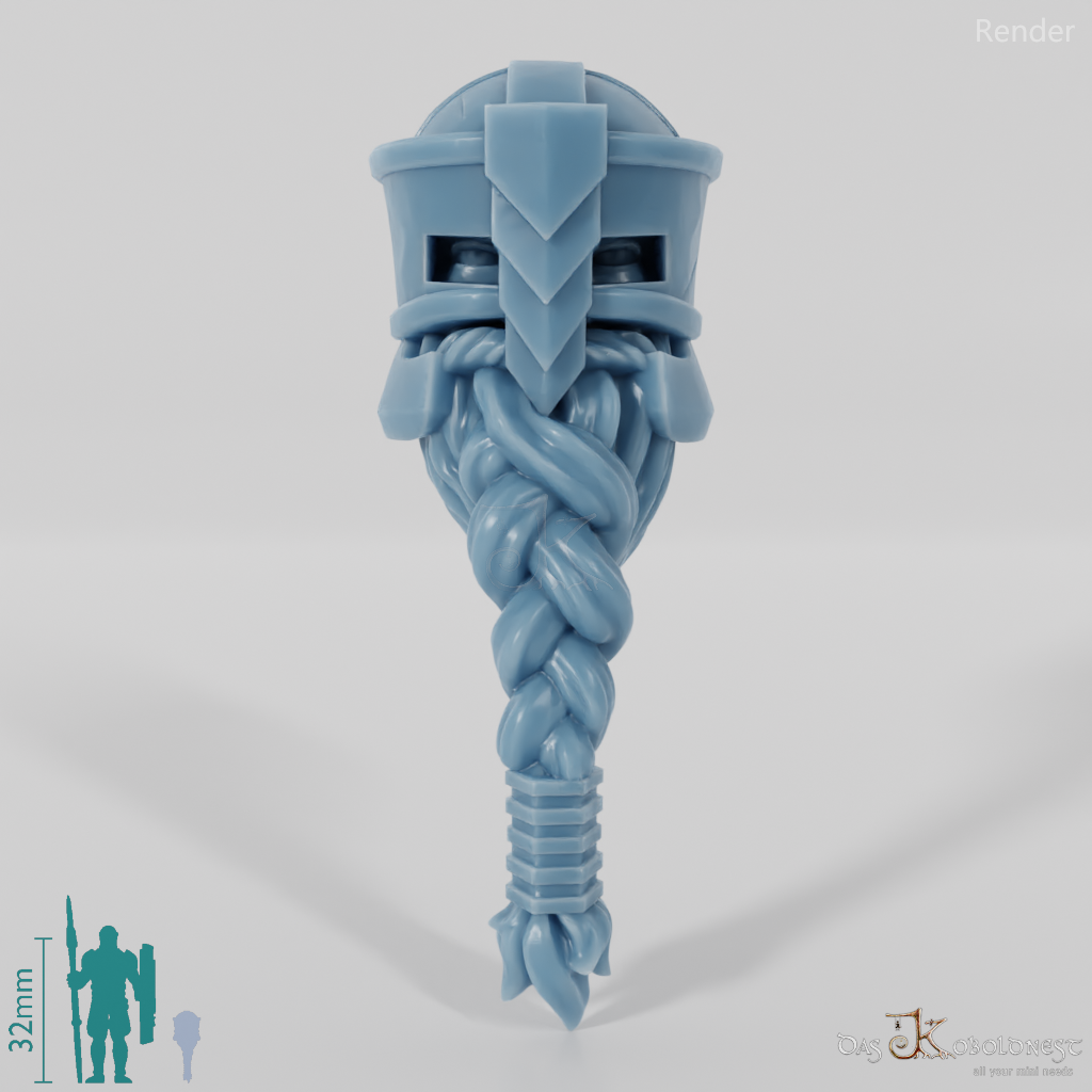 Dwarf Head - Male with glasses helmet and long beard