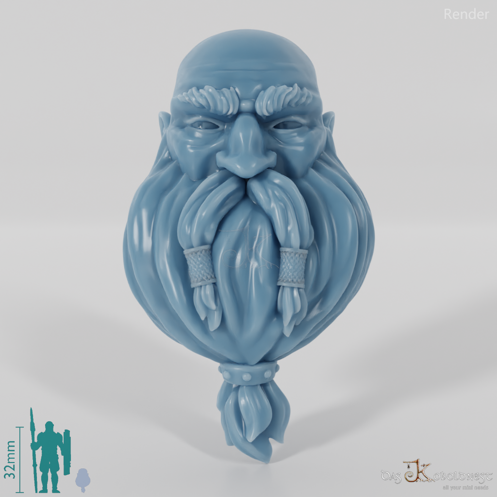 Dwarf Head - Male with bald head and long beard