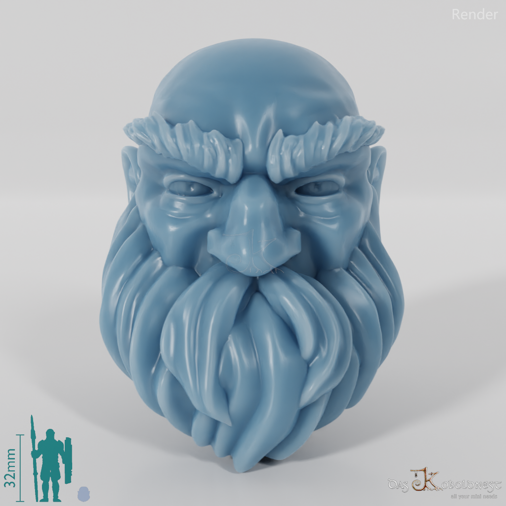 Dwarf Head - Male with bald head and short beard