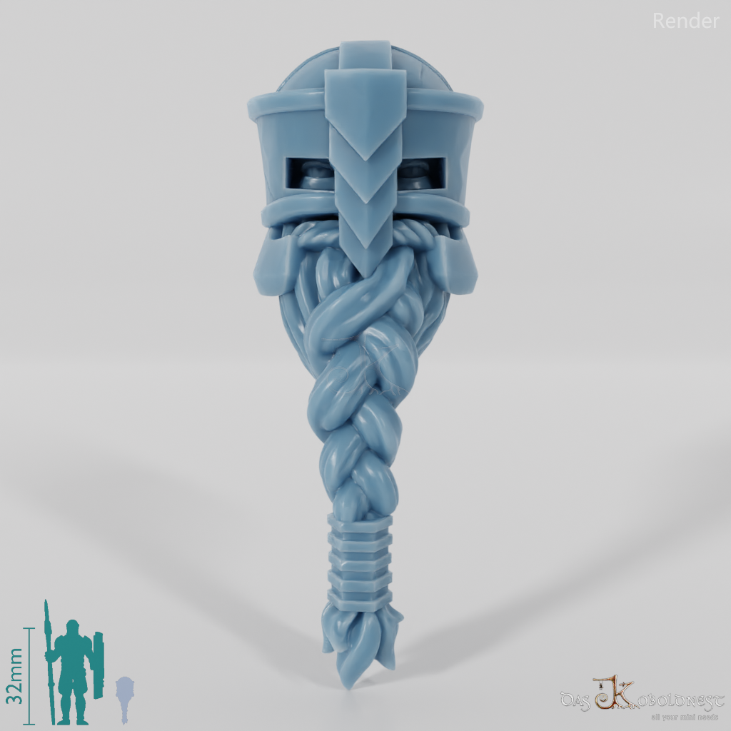 Dwarf Head - Male with glasses helmet and long beard