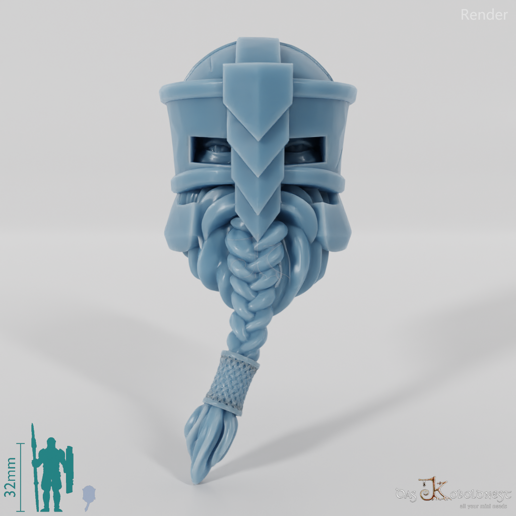Dwarf Head - Male with glasses helmet and short beard
