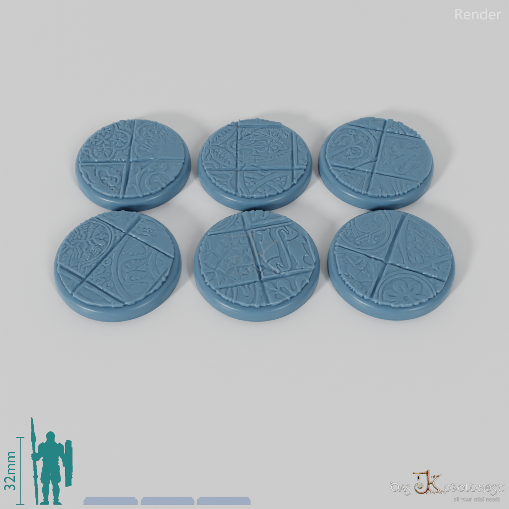 Bases with ornamental floor tiles (round)