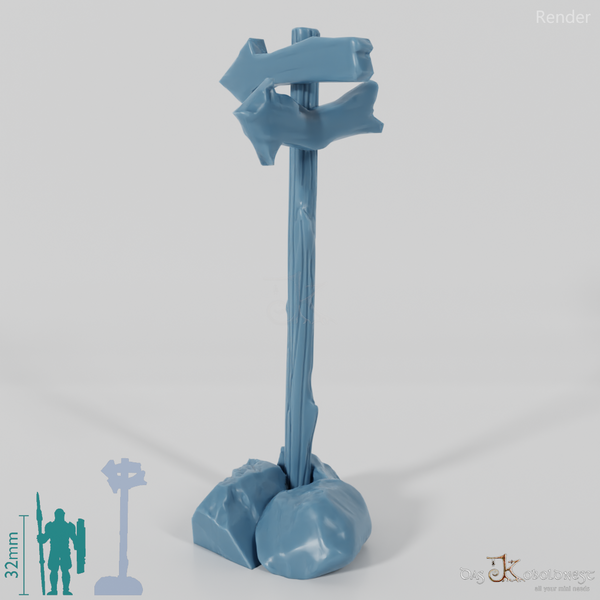 Wegweiser - Cartoon 01 mit Steinen