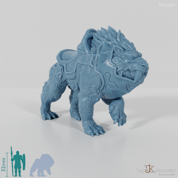 Mounted saber-toothed tiger