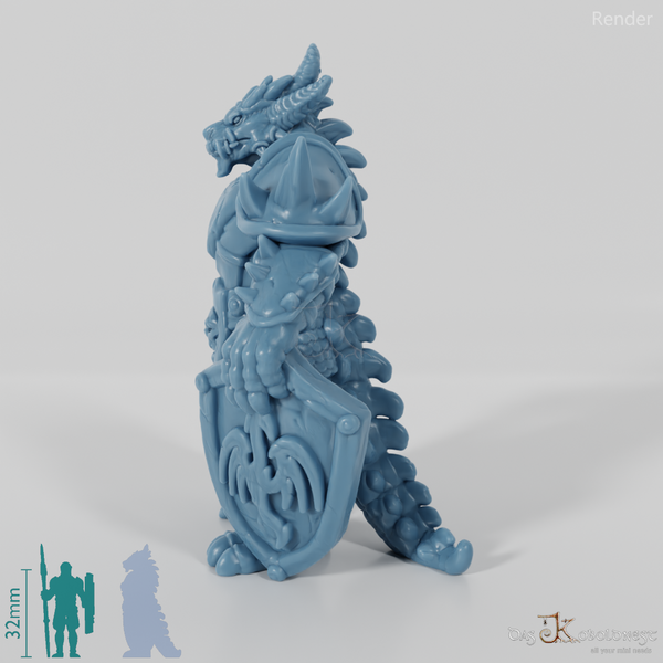 Dragon people with swords and magic