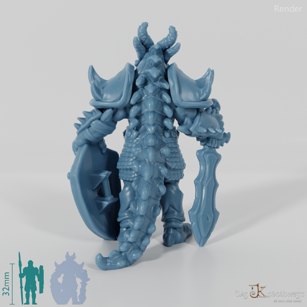 Dragon people with swords and magic