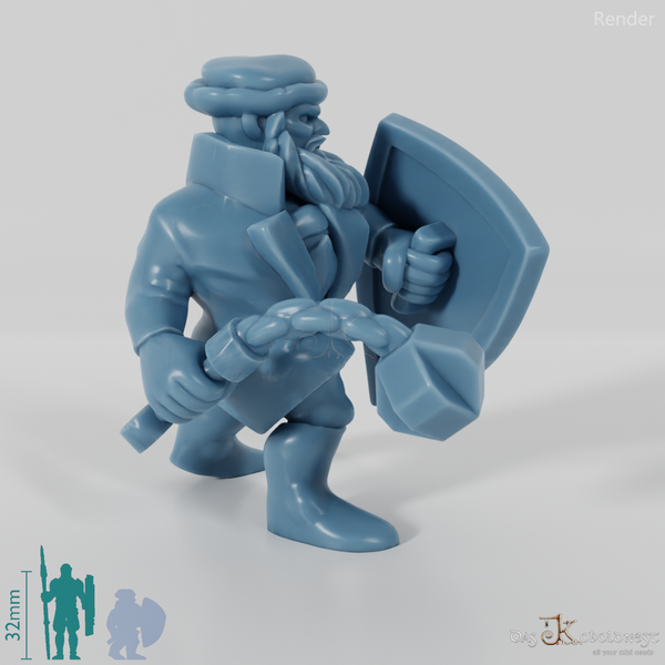 Dwarven warrior with morning star 01