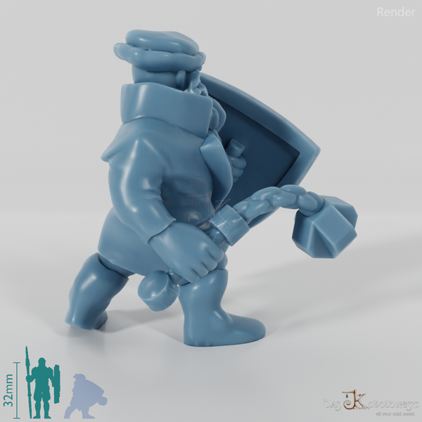 Dwarven warrior with morning star 01