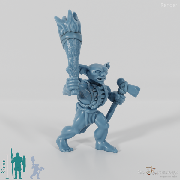 Goblin-Krieger mit Axt und Fackel