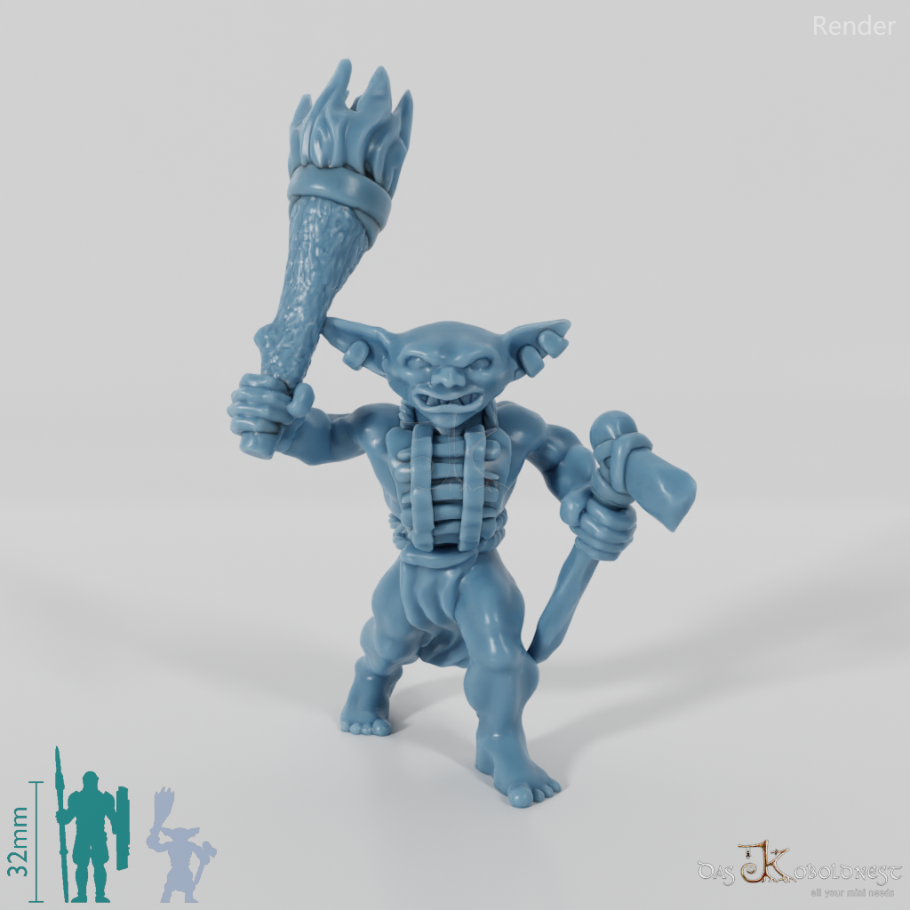 Goblin warrior with ax and torch