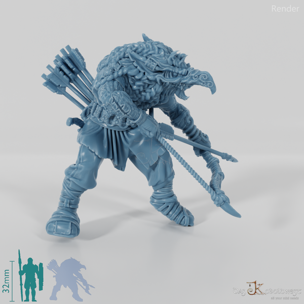 Hunter of the Mountain King with arrow drawn