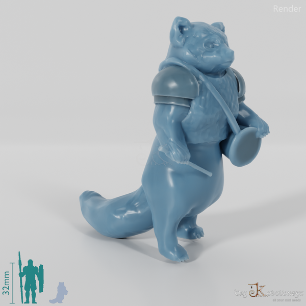 Roter Panda mit Trommel