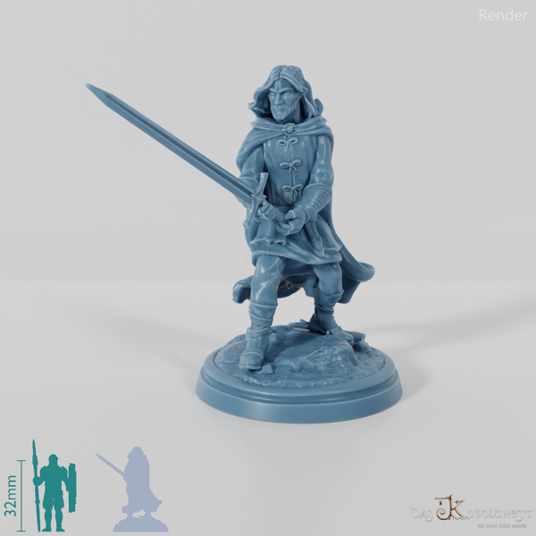 Aranglor, human ranger in fighting stance