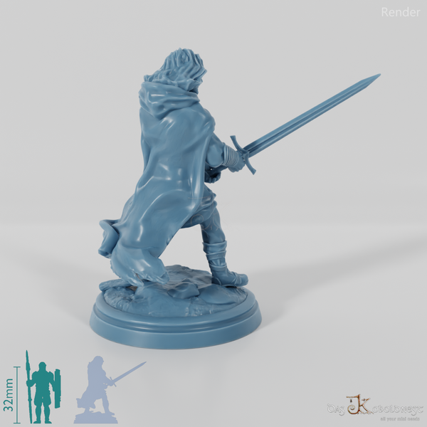 Aranglor, human ranger in fighting stance