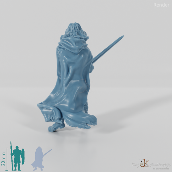 Aranglor, human ranger in fighting stance