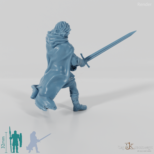 Aranglor, human ranger in fighting stance