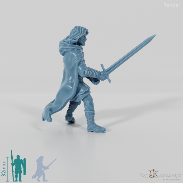 Aranglor, human ranger in fighting stance