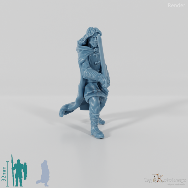 Aranglor, human ranger in fighting stance