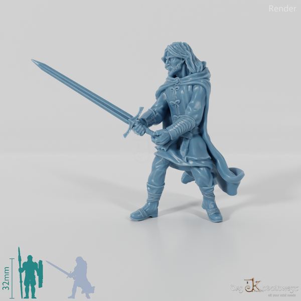 Aranglor, human ranger in fighting stance