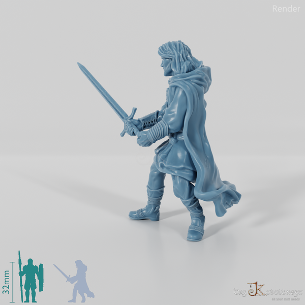 Aranglor, human ranger in fighting stance