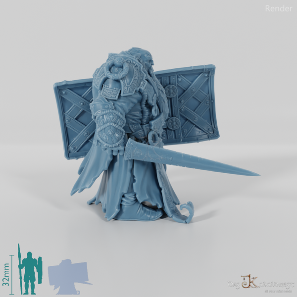 Dwarven leader with sword