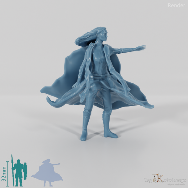 Elfen-Magierin mit wehendem Umhang