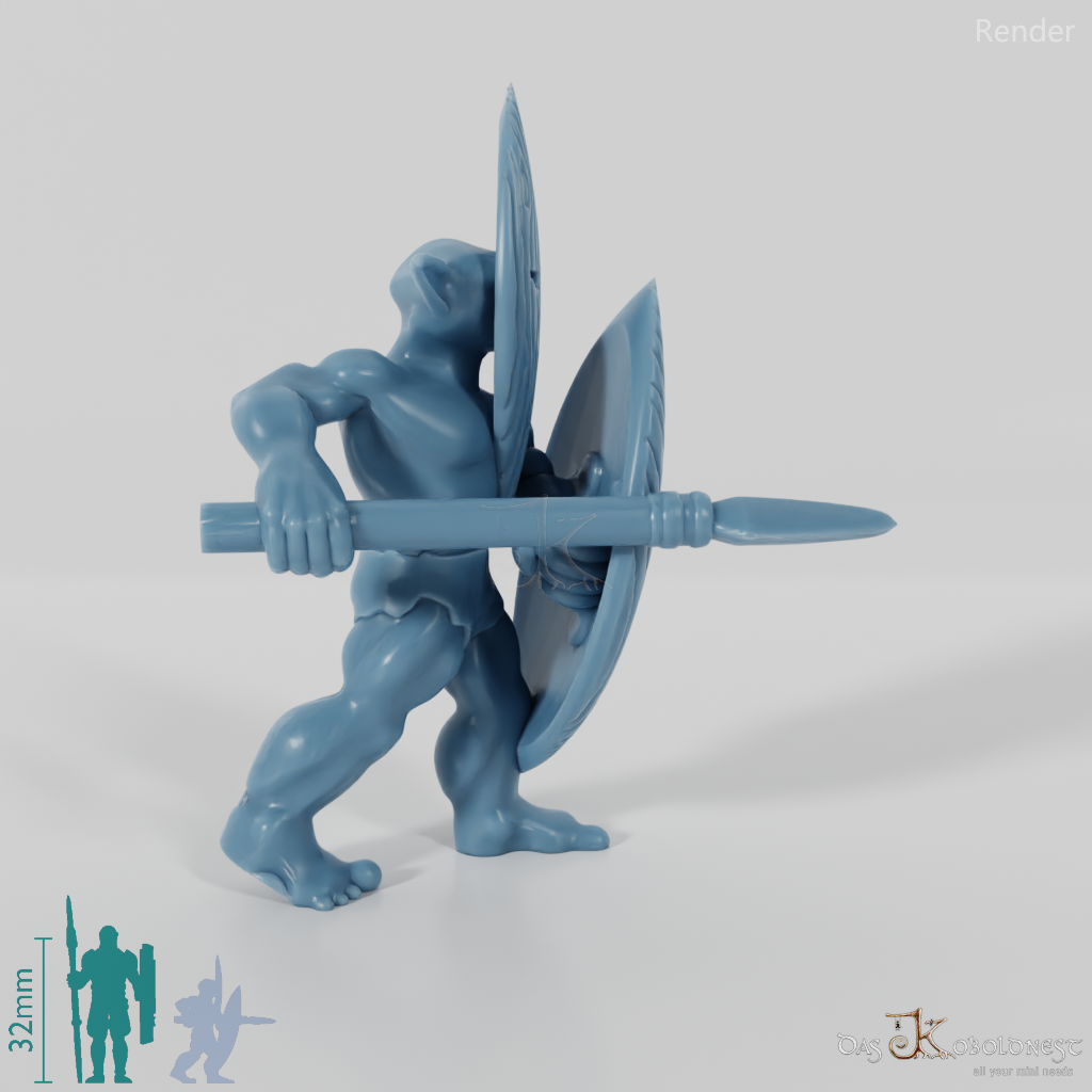 Goblin warrior with spear and shield 02