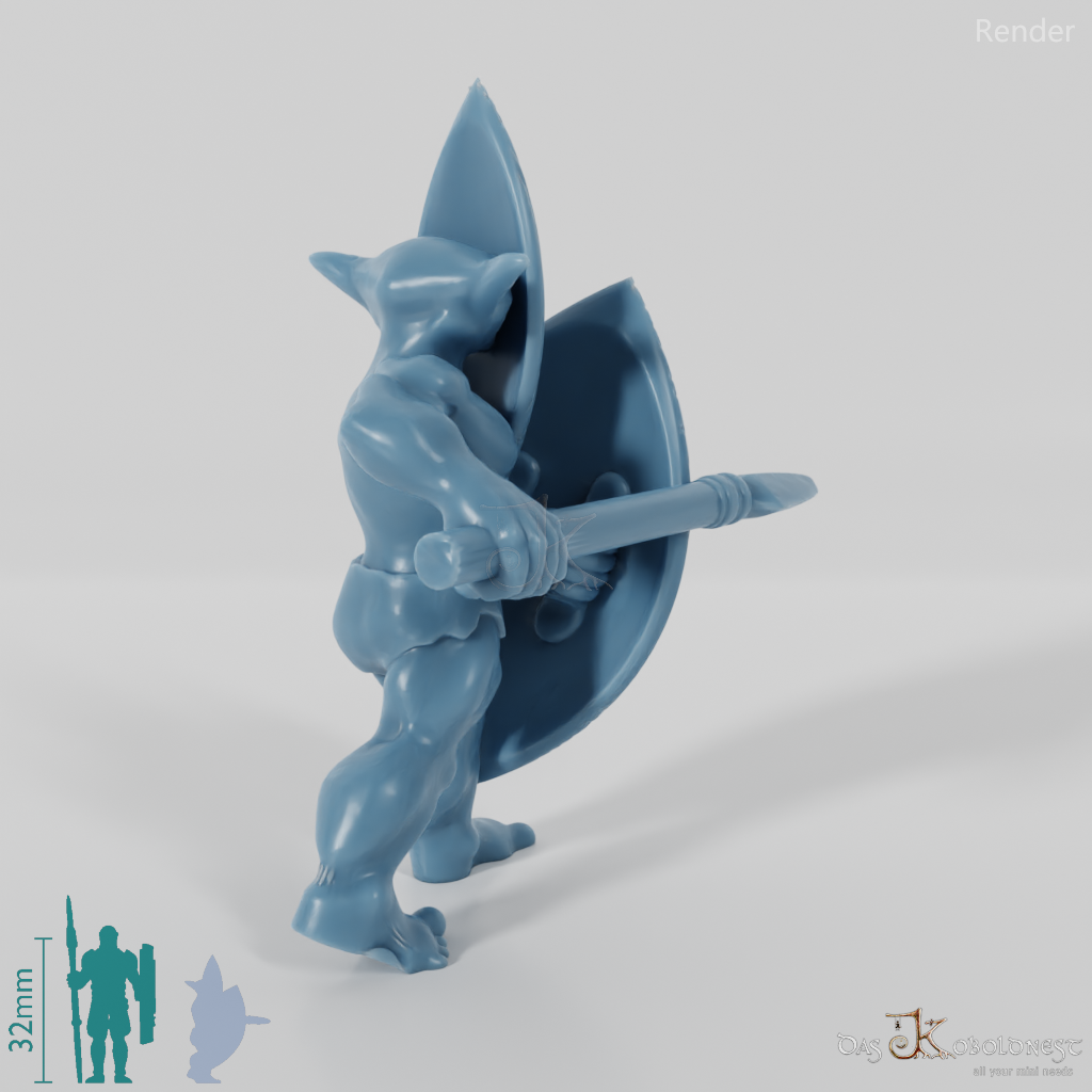 Goblin warrior with spear and shield 02