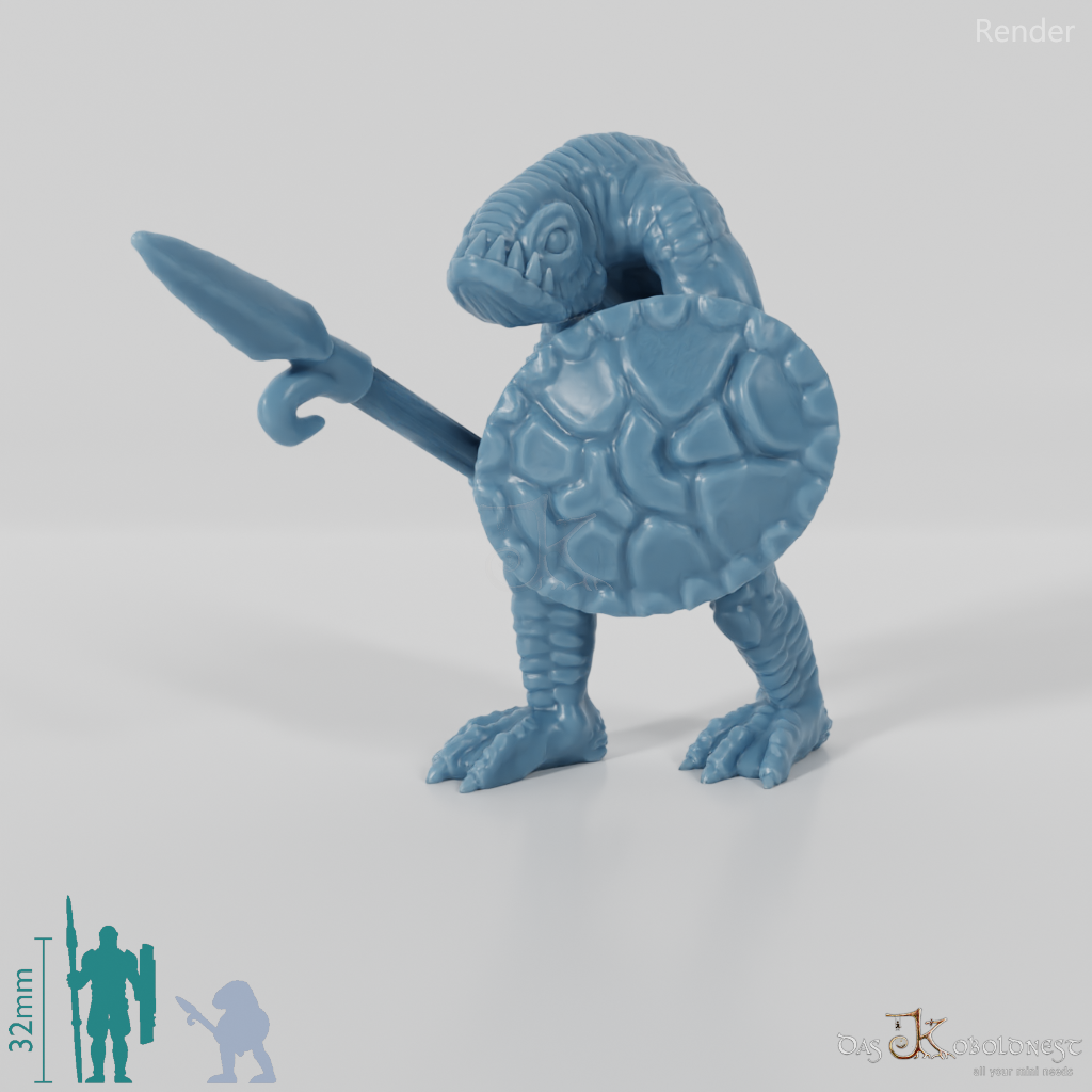 Fish people with spear and shield 01