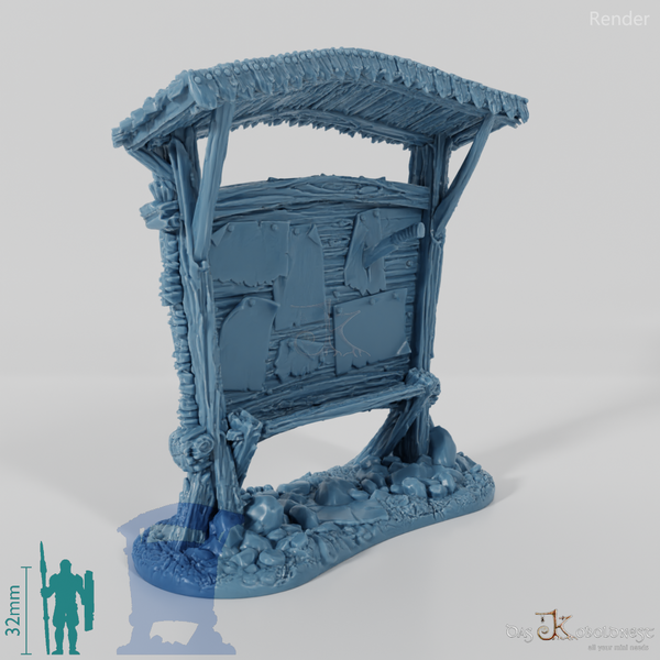 Anschlagtafel und Rabe auf Runenstein