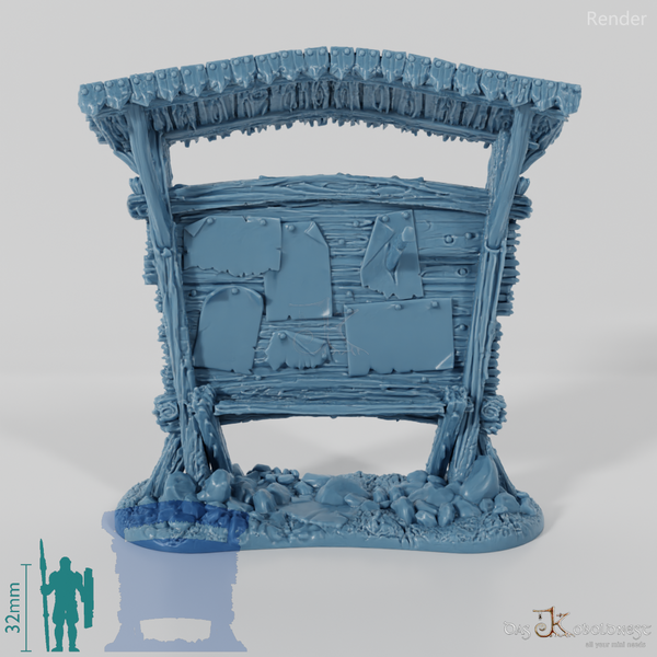 Anschlagtafel und Rabe auf Runenstein