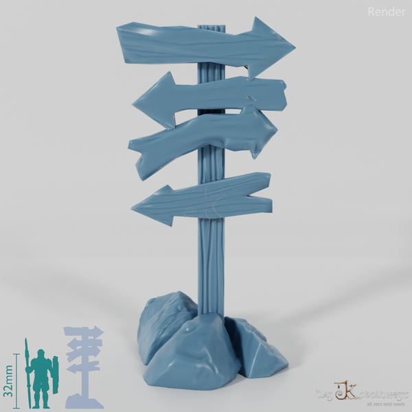 Wegweiser - Cartoon 03 mit Steinen