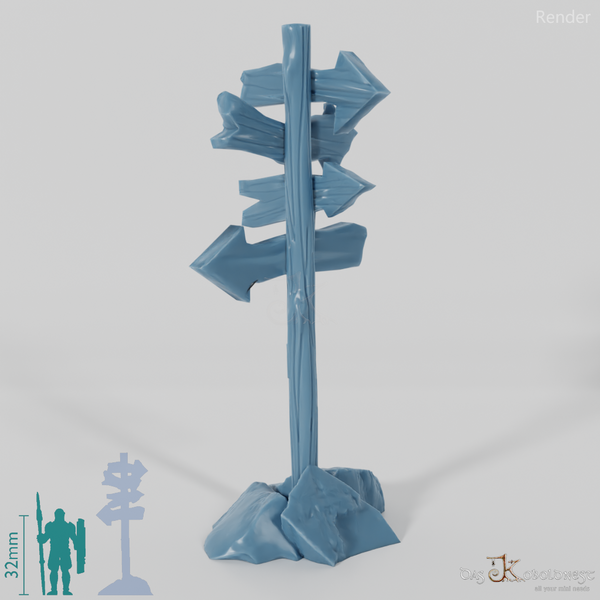 Wegweiser - Cartoon 04 mit Steinen