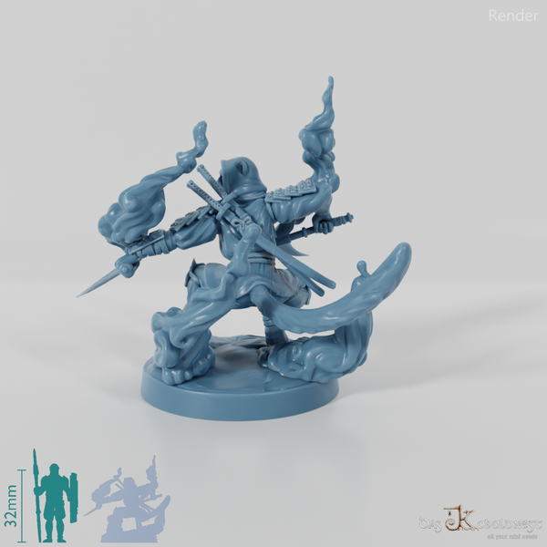 Adhira, catfolk villain with mist